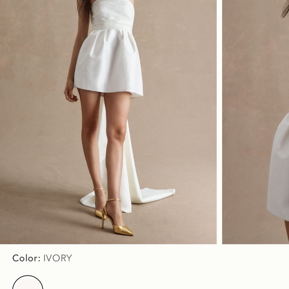 Watters Cream Bubble Mini Dress Asymmetrical High-Low